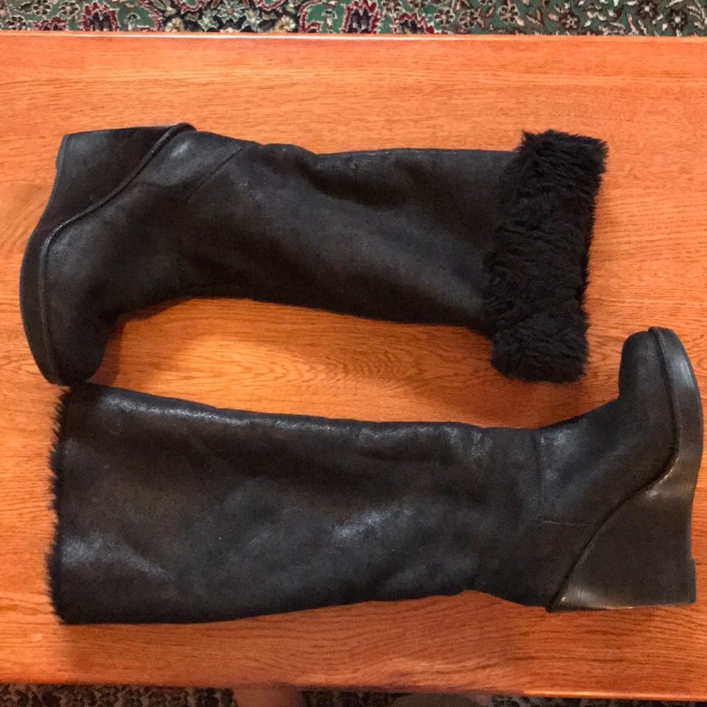 Michael Kors wedge boots with buckle accent